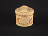A fine Attu basket with cover and flower design