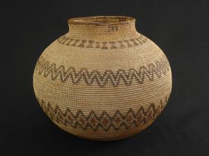 A rare Kawaiisu olla shaped polychrome basket