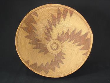 A rare, finely woven Kawaiisu polychrome flame bowl