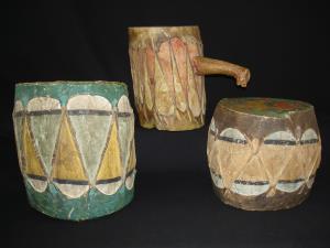 A group of three Pueblo drums