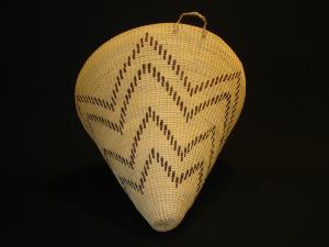 A Washoe coiled polychrome burden basket