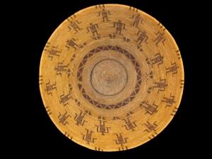 A Yokuts pictorial figured polychrome bowl by Mrs. Dick Francisco