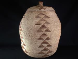 A very Large Hupa Lidded basket