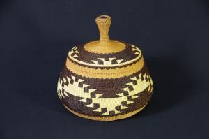 Beautiful  Elizabeth Hickox, Karok basket with lid