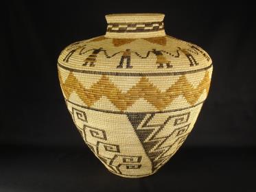 A very large Mission style polychrome olla