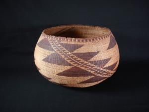 A very nice Pomo basket with a bam-tush weave