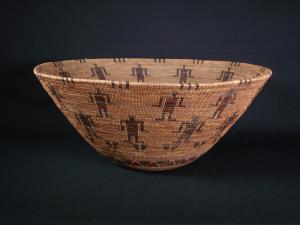 A Yokuts pictorial figured polychrome bowl by Mrs. Dick Francisco